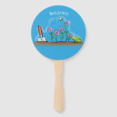 Cute frog en bee in tuinschilfering cartoon handwaaier (Achterkant)