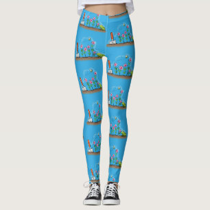Cute frog en bee in tuinschilfering cartoon leggings