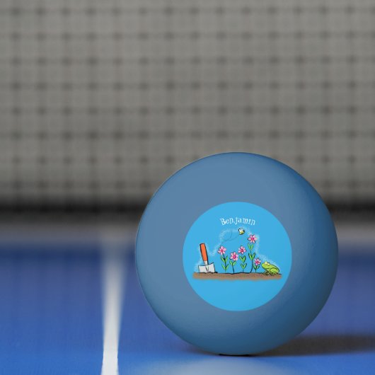 Cute frog en bee in tuinschilfering cartoon pingpongballen (Net)