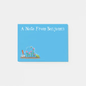 Cute frog en bee in tuinschilfering cartoon post-it® notes (Voorkant)