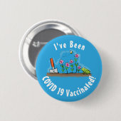Cute frog en bee in tuinschilfering cartoon ronde button 5,7 cm (Voorkant /achterkant)