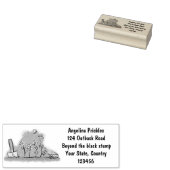 Cute frog en bee in tuinschilfering cartoon 	rubberstempel (Gestempeld)