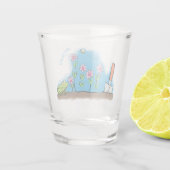 Cute frog en bee in tuinschilfering cartoon shot glas (Achterkant)