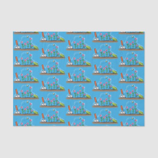 Cute frog en bee in tuinschilfering cartoon tissuepapier (Voorkant)