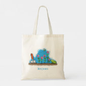 Cute frog en bee in tuinschilfering cartoon tote bag (Achterkant)