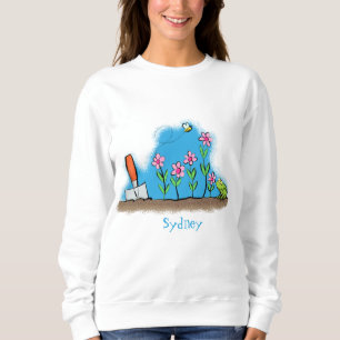 Cute frog en bee in tuinschilfering cartoon trui