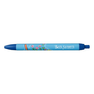 Cute frog en bee in tuinschilfering cartoon zwarte inkt pen
