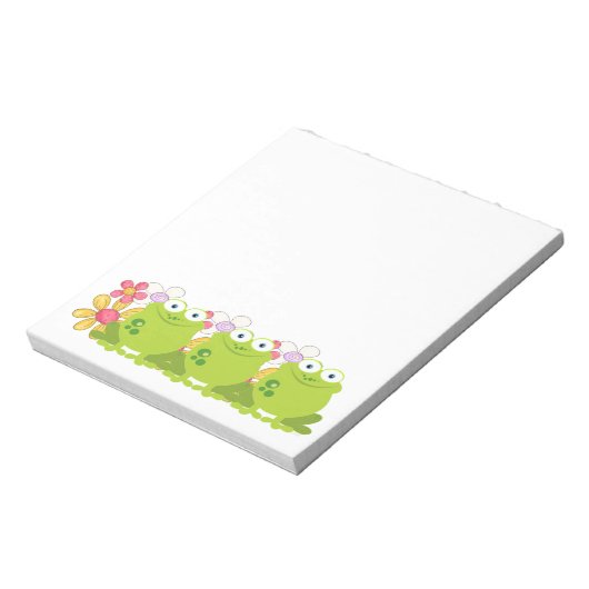 Cute Frog en Flowers Notitieblok (Gedraaid)