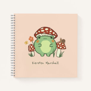 Cute Frog en paddenstoelen Cartoon   Naam Notitieboek