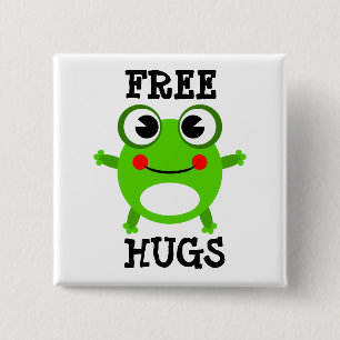 Cute Frog, Free Hugs Button