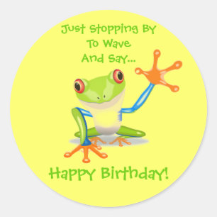 Cute Frog Funny Animal Kinder Happy Birthday Class Ronde Sticker
