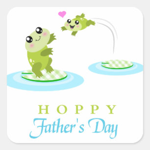 Cute Frog Hoppy Happy Vaderdag Vierkante Sticker