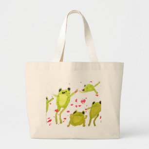 Cute frog-illustratie grote tote bag