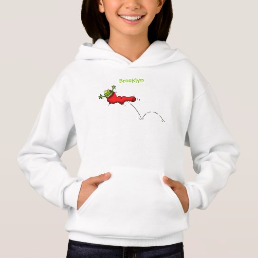 Cute frog in een rode sock springende cartoon (Voorkant)