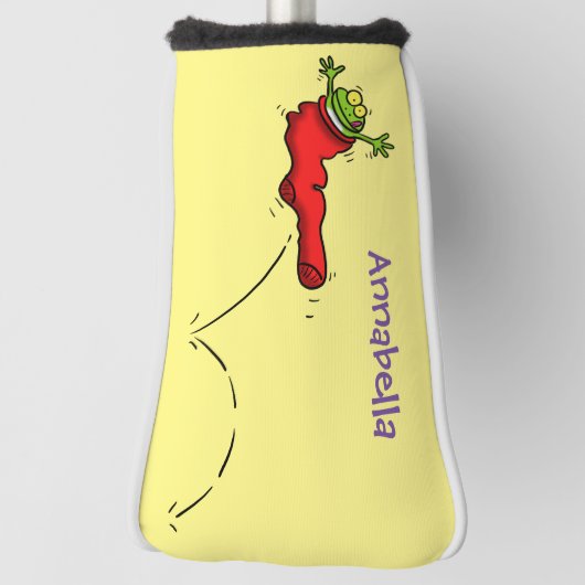 Cute frog in een rode sock springende cartoon golfheadcover (Draai 90)