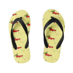 Cute frog in een rode sock springende cartoon kinder teenslippers