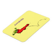 Cute frog in een rode sock springende cartoon magneet (Linkerzijde)