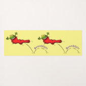 Cute frog in een rode sock springende cartoon yogamat (Achterkant (horizontaal))