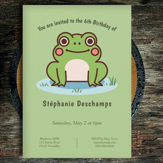 Cute Frog Invitation d'anniversaire