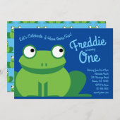 Cute Frog Kids 1er anniversaire Invitations (Devant / Derrière)