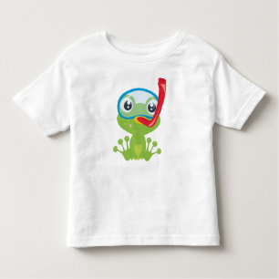 Cute Frog, Little Frog, Green Frog, Snorkel Kinder Shirts