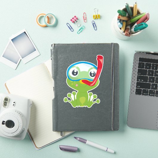 Cute Frog, Little Frog, Green Frog, Snorkel Sticker (iPad Cover)