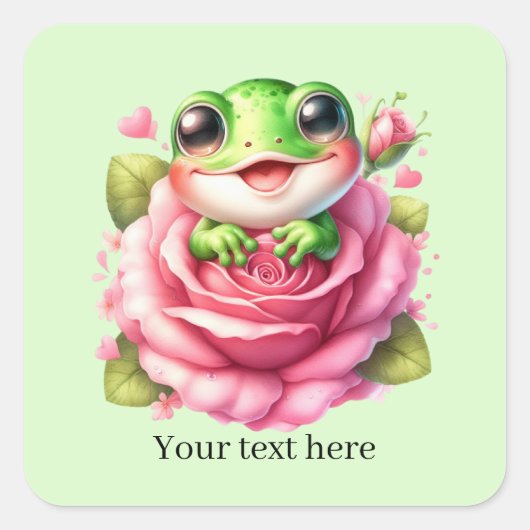 Cute frog lovers customizable vierkante sticker (Voorkant)