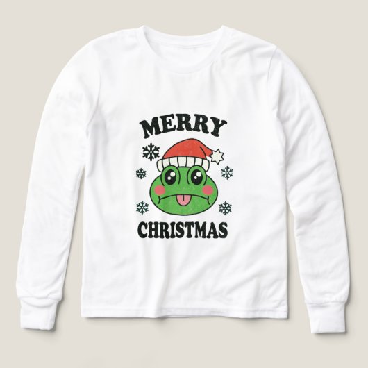 Cute Frog Merry Christmas T-Shirt (Voorkant)