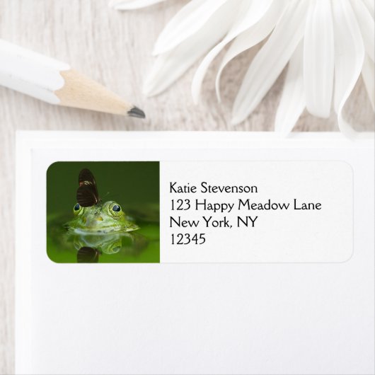 Cute frog met een Butterfly aan zijn neus Etiket (Insitu)