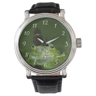 Cute frog met een Butterfly aan zijn neus Horloge