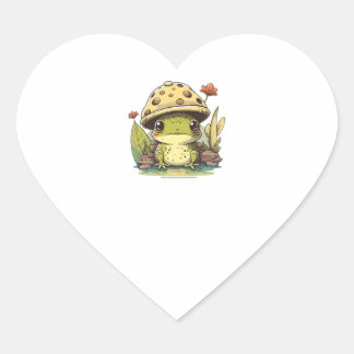 Cute Frog met paddenstoel Pet, Cute Frogs Kawaii H Hart Sticker