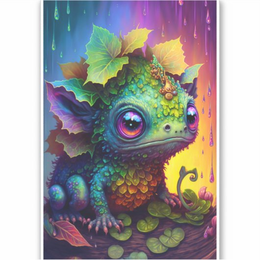 Cute Frog Monster Fantasy Art Sticker (Voorkant)