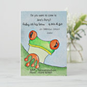 Cute Frog Party nodigt uit Kaart (Staand voorkant)