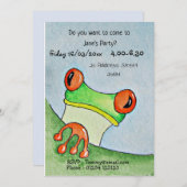Cute Frog Party nodigt uit Kaart (Voorkant / Achterkant)