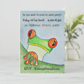 Cute Frog Party nodigt uit Kaart (Staand voorkant)