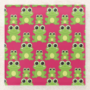Cute frog-patroon glazen onderzetter