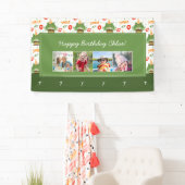 Cute Frog Pattern Smile Text Happy Birthday Foto Spandoek (Insitu)