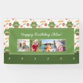Cute Frog Pattern Smile Text Happy Birthday Foto Spandoek (Horizontaal)