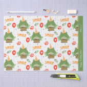 Cute Frog Pattern Smile Text Happy Birthday w Name Tissuepapier (Craft)