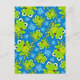 Cute Frog Patterned Briefkaart