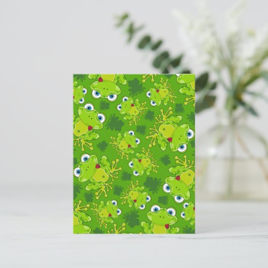 Cute Frog Patterned Briefkaart (Staand voorkant)