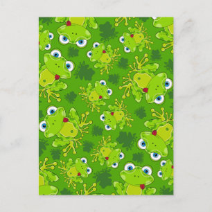 Cute Frog Patterned Briefkaart
