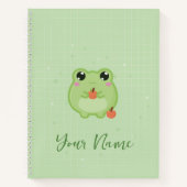 Cute frog Personalised notebook, green journal (Devant)