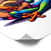 Cute Frog Playing A Guitar Dont Worry Be Hoppy _1  Poster (Hoek)