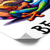 Cute Frog Playing A Guitar Dont Worry Be Hoppy _2  Poster (Hoek)