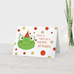 Cute Frog Polka Dot Kids Birthday Kaarten