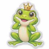 Cute Frog Prince Custom-Cut Vinyl Sticker (Devant)