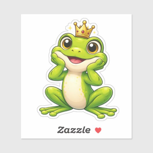 Cute Frog Prince Custom-Cut Vinyl Sticker (Feuille)