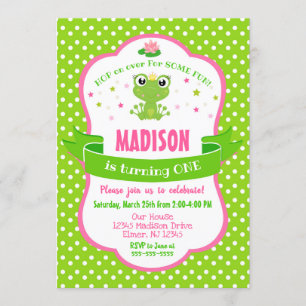 Cute Frog Princess Invitation for a Girl Kaart