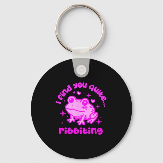Cute Frog Pun Ribbiting Frog Lovers Quote Design  Sleutelhanger (Voorkant)